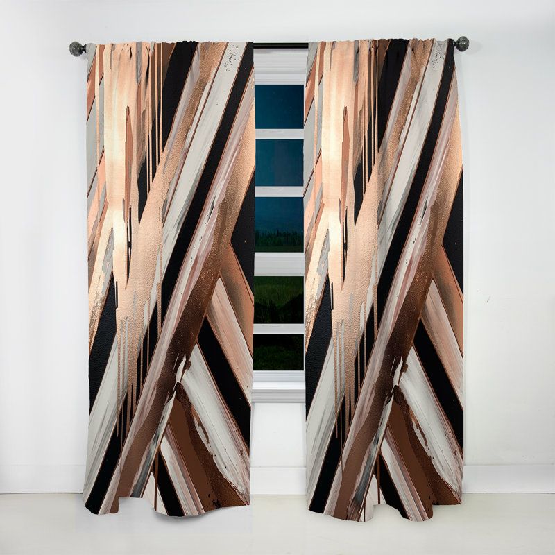 Ovington - Or rose embrassant l'essence des lignes II - Rideau moderne - Velours obscurcissant - 1 panneau, L 52 po x L 84 po