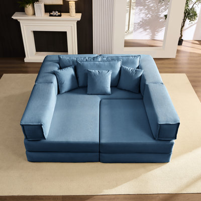 Modulaire en L 118,2 po, revêtement en velours côtelé, 6 coussins, mousse haute densité, canapé modulaire surdimensionné sans effort, profilé, respirant et élégant, assemblage simple