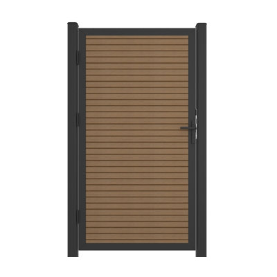 Ensemble de barrière de clôture en teck péruvien composite 38,25 po x 71,62 po avec cadre noir