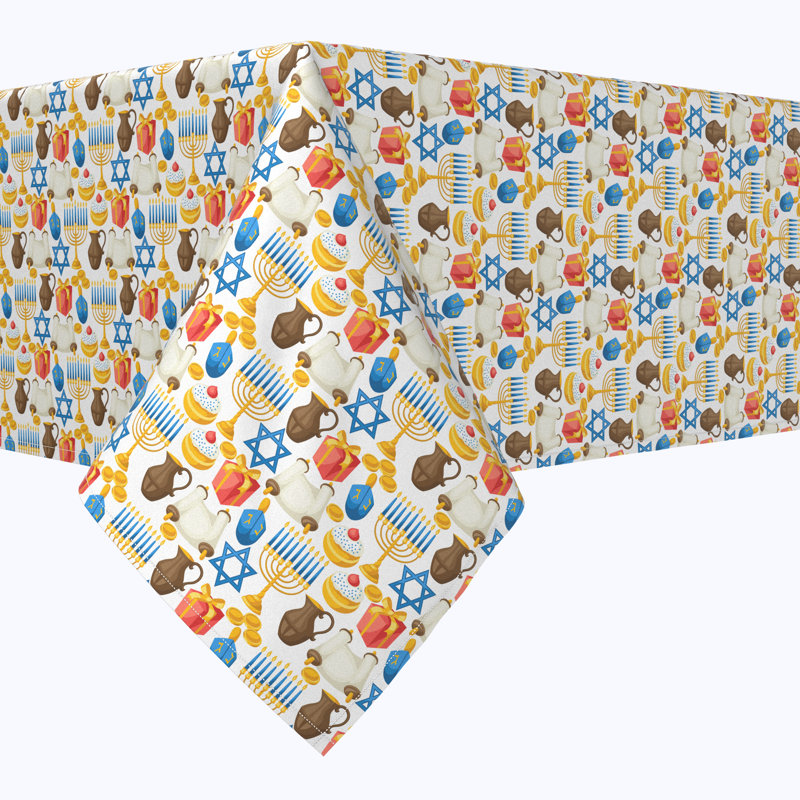 Geometric Hanukkah Tablecloth, 60" x 60", Menorah Memories