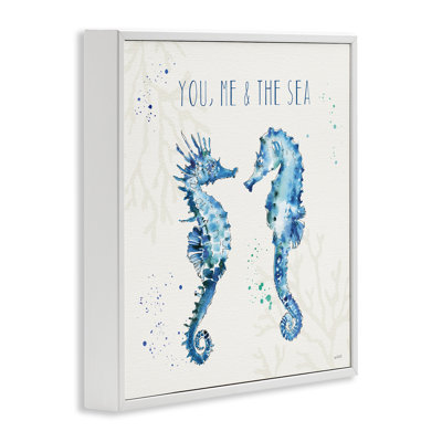 «You You Me and The Sea Quote Seahorse Blue Green Watercolor» par Anne Tavoletti - impression d'art graphique