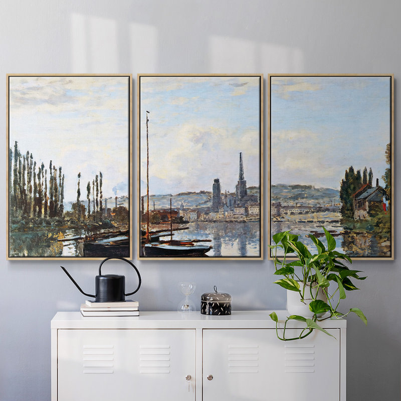 Vue de Rouen, 1872 - Toile encadrée multi-pièces, H 40 po x l 78 po x P 2 po, Naturel