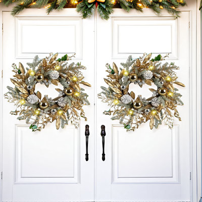 GDS-CHRISTMAS WREATHS-GOLD 2PCS