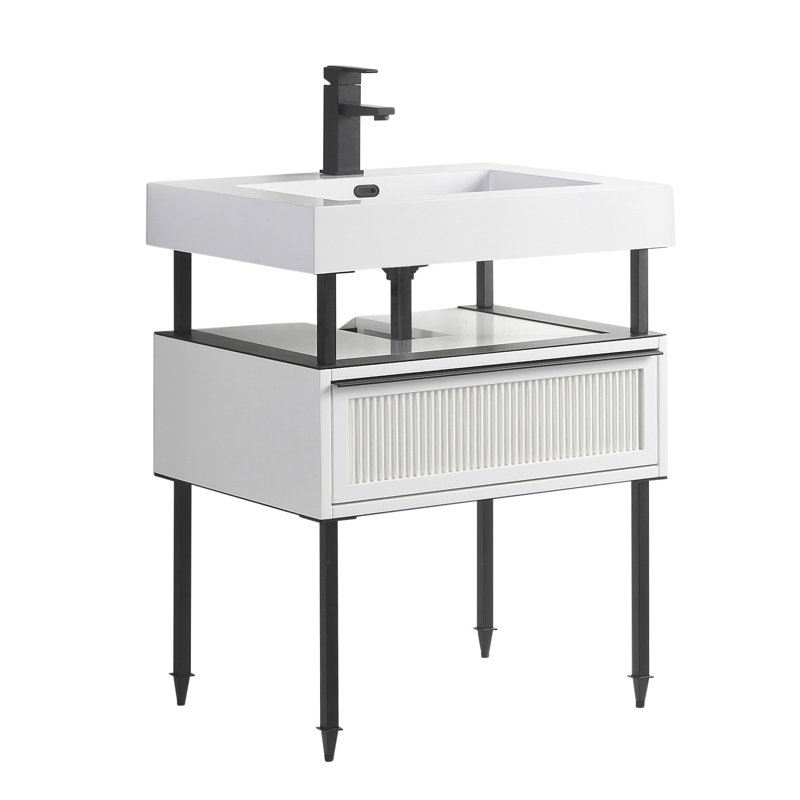 Ensemble de meuble-lavabo simple 30 po Strobel, Noir, Blanc