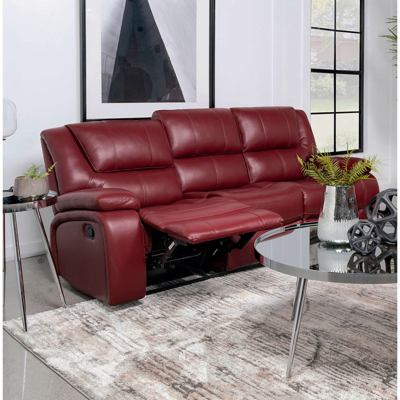 Elodie Red Upholstered Motion Reclining Sofa, Red