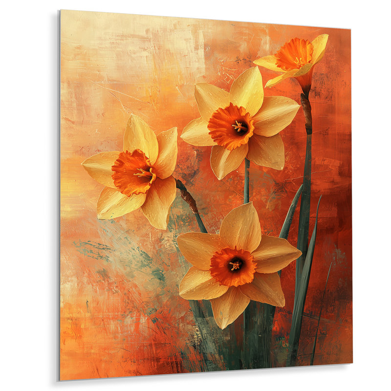 Joscelyn - Jonquilles, art mural en métal, H 32 po x l 24 po