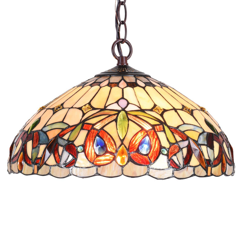 Luminaire suspendu en vitrail 2 lumières Tiffany