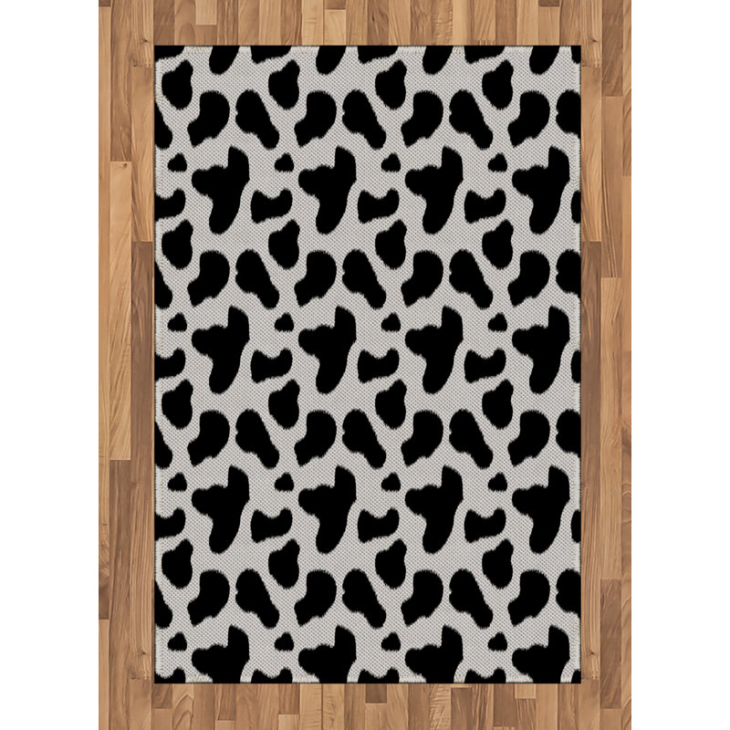 Cow Print High Density Long Fiber Poly Threads Decorative Area Rug Carpet, Rectangle 4' x 5'8"