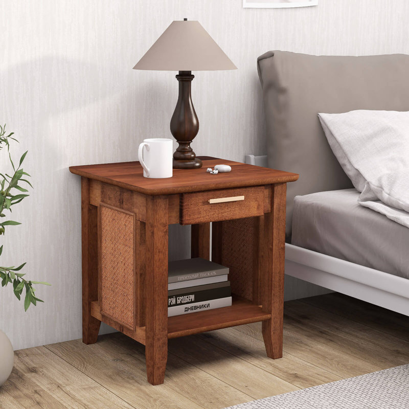 Table de bout à 3 niveaux avec tiroir et tablette noyer Red Barrel Studio®, Individuel