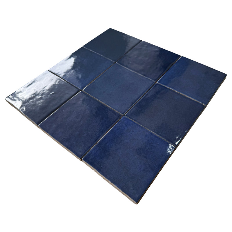 Zelij 4"x4" Ceramic Zellige Look Wall Tile, Blue