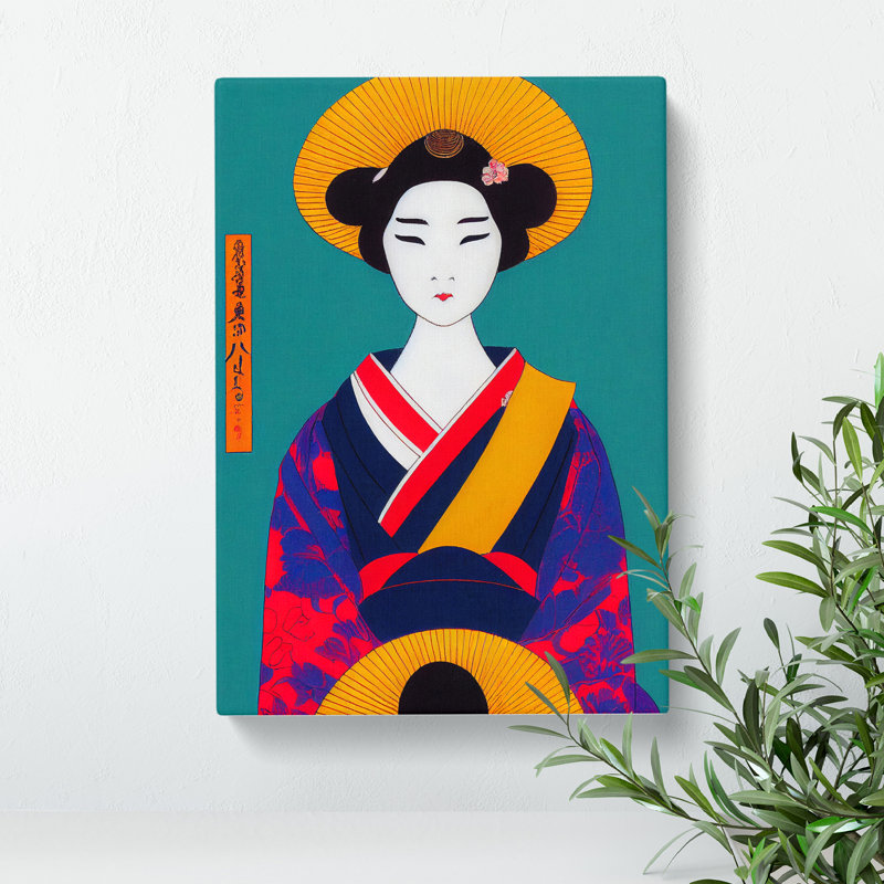 XC1022-1586X Colourful Geisha No.5 - Wrapped Canvas Print, 50cm H x 35cm W x 3cm D