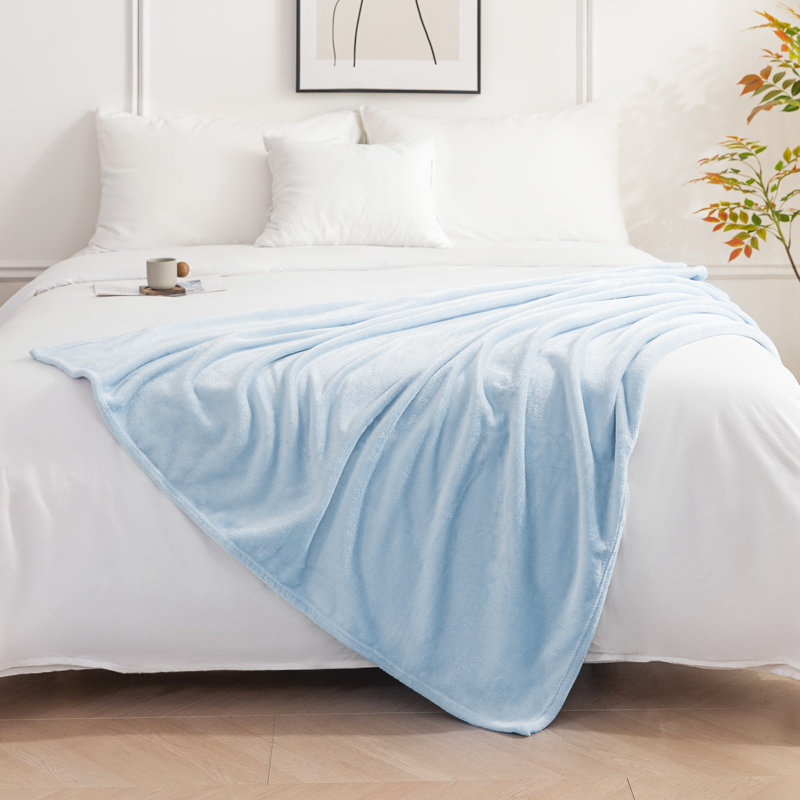 Couverture en molleton ultra douce réversible toutes saisons, Double/Grand, Bleu clair