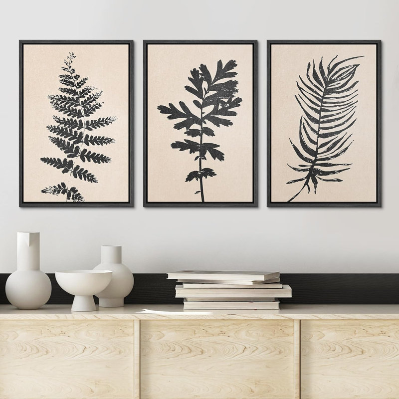 Forêt grunge noire 3 pièces, H 24 po x l 16 po x P 1,5 po, Noir