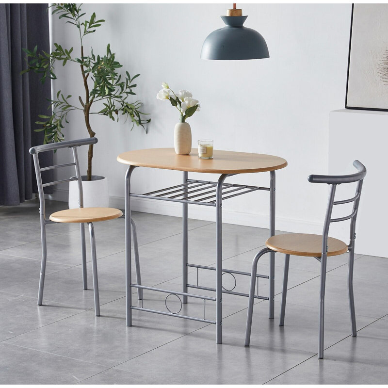Leund 2 - Person Dining Set, Silver, Natural, Natural