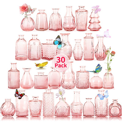 Ensemble de vases en verre à bourre en verre de 30 pièces, petits vases en verre pour fleurs en tant que centres de table de mariage, vases à fleurs transparents convenant aux décorations de mariage, décoration de Noël (30 pièces)