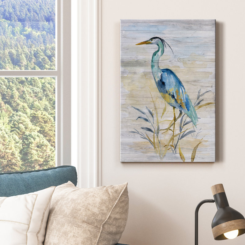 Blue Heron II - reproduction d'art, H 12 po x l 8 po x P 1,5 po, Toile tendue, Pas de tapis