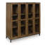 Armoire décorative Recca, portes en verre, tablettes réglables, bois gris-brun 50 po