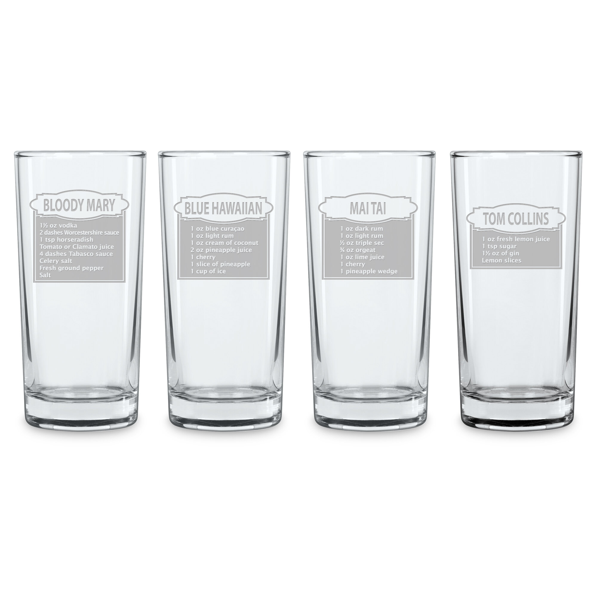 Vodka Highball Glass Set - Tall Tumblers - Custom Pint Glass - Bar ware