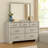 Jeni 2Pc Wide Dresser And Mirror Set, 7 Drawers, Rustic White Mist