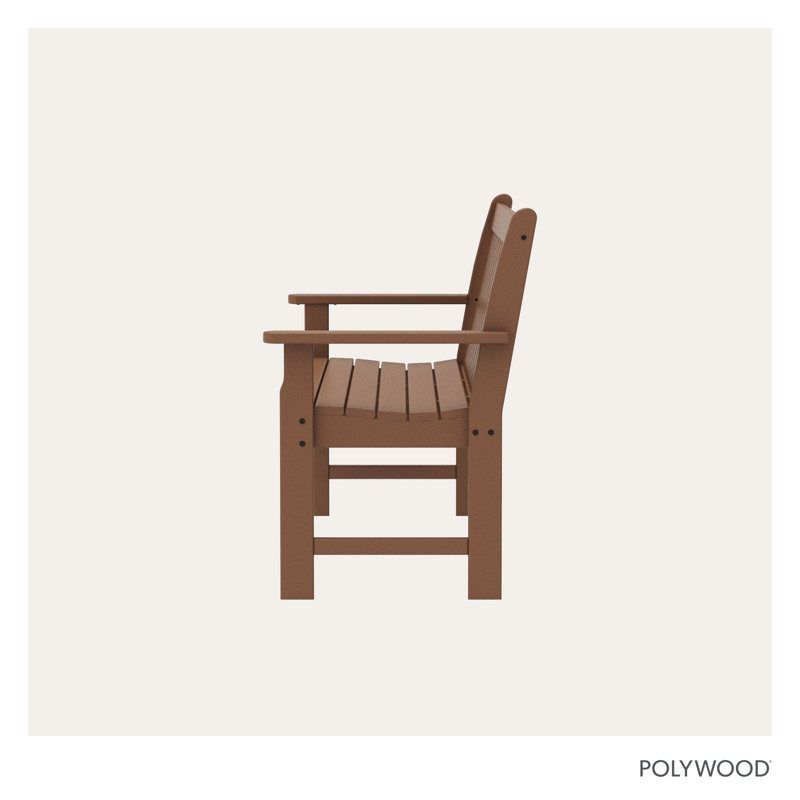 POLYWOOD Vineyard Patio Bench, 35.25" H x 60" W x 24" D, Teak