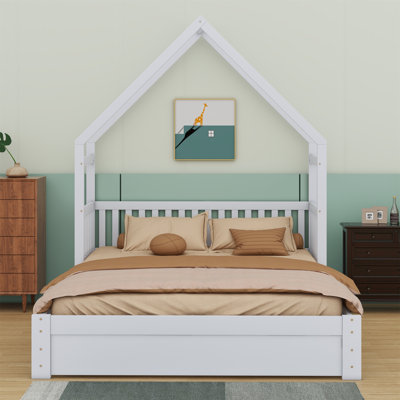 Lit plateforme House avec garde-corps et 2 tiroirs