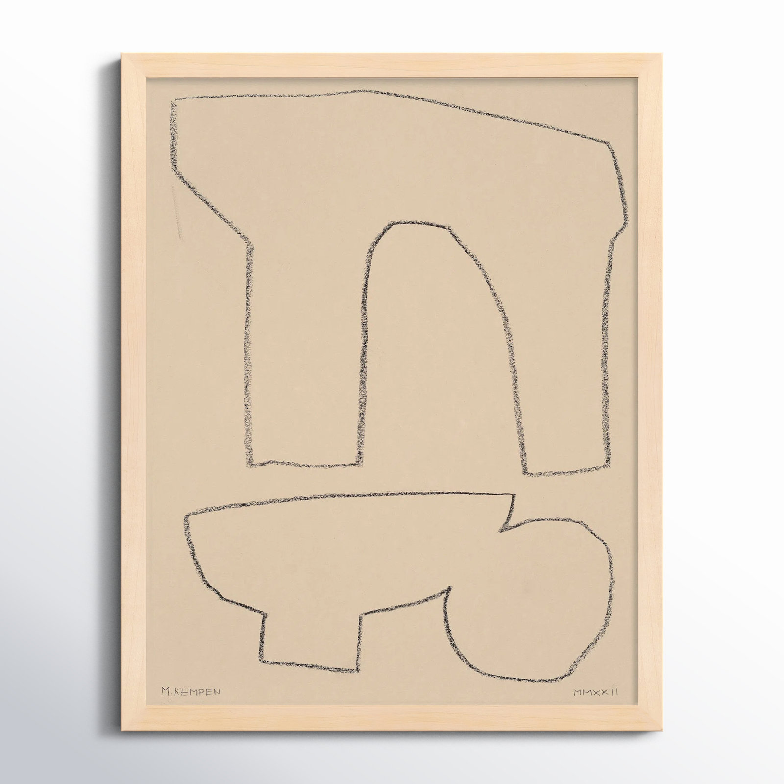 Outlines 2 by Michael Kempen, 24" W x 30" H, Maple Framed