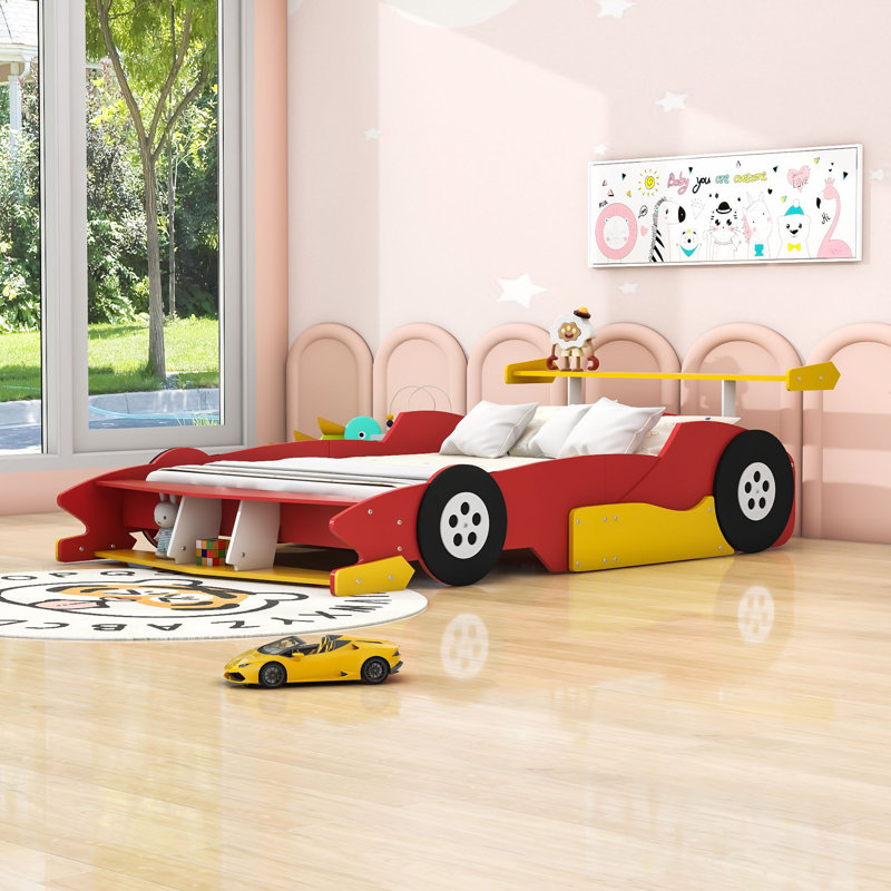 Lit plateforme avec roulettes Race, Double, Rouge