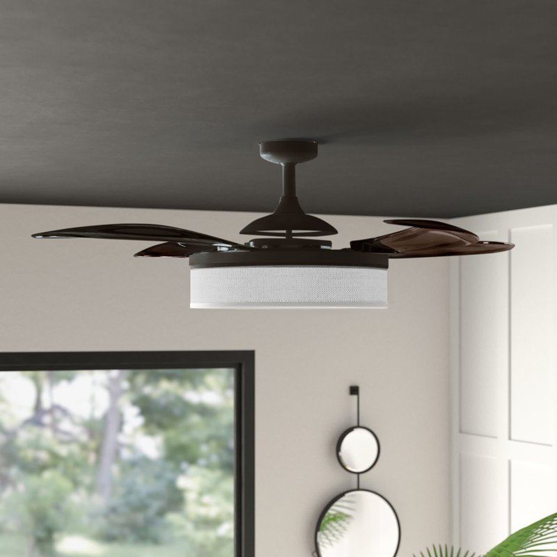 Fraser 48" Retractable Blade Ceiling Fan with Light and Remote, Modern Fandelier Ceiling Fan, Patented Design Technology, Stronger Thicker Blades, Oil Rubbed Bronze