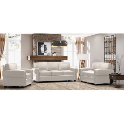 Ensemble de salon en cuir 3 pièces Fardin