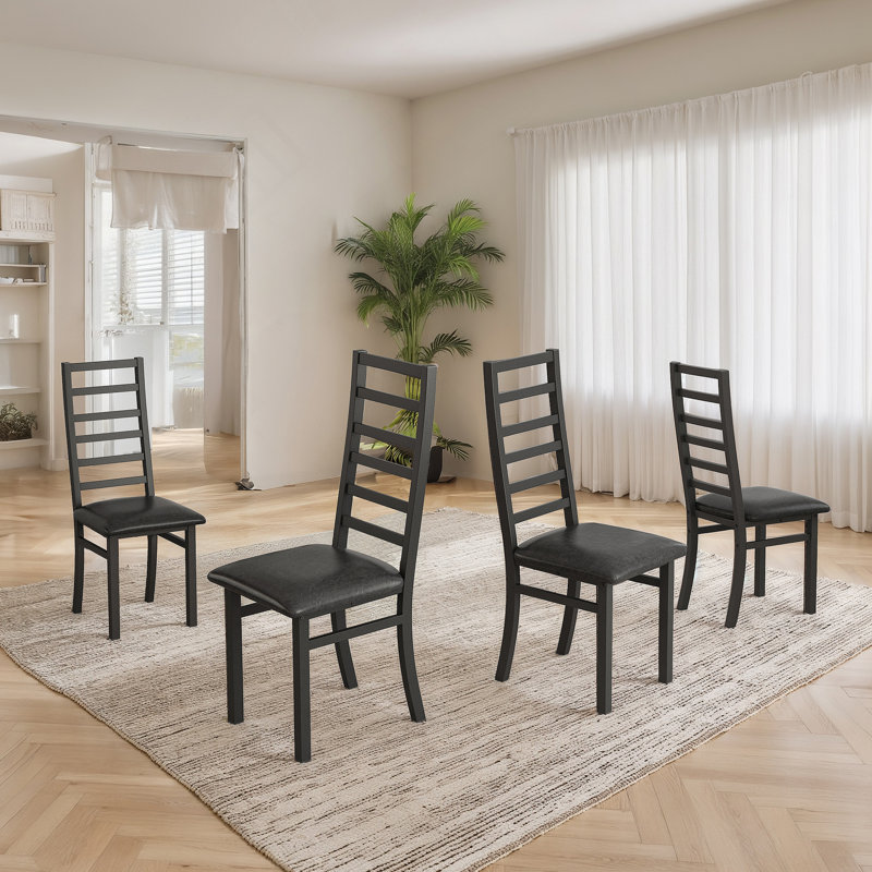 Chaises de salle à manger en métal, chaises de cuisine, chaises d'appoint et chaises de salle à manger, Noir, 4