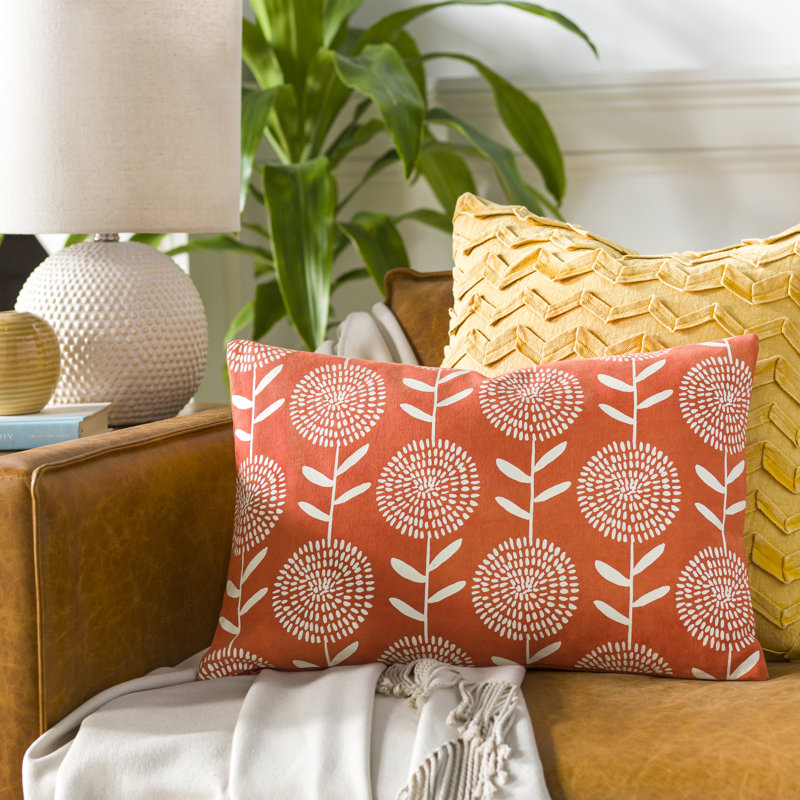 Alesiram Pillow Cover, Burnt Orange/Cream