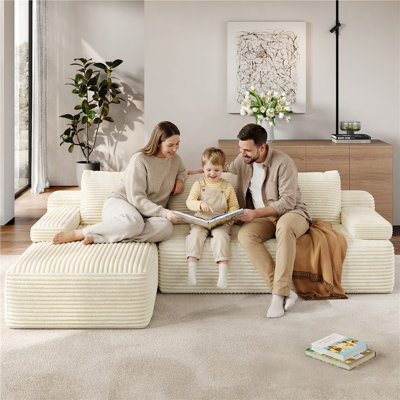 Canapé modulaire en velours côtelé avec accoudoirs