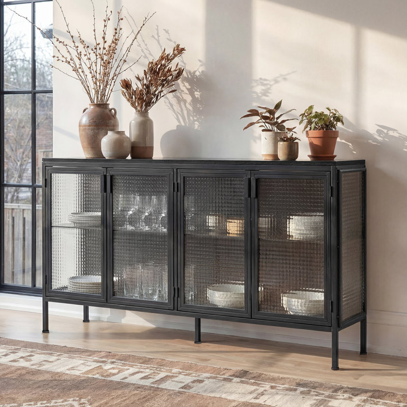 60"W Sideboard With 4 Glass Door