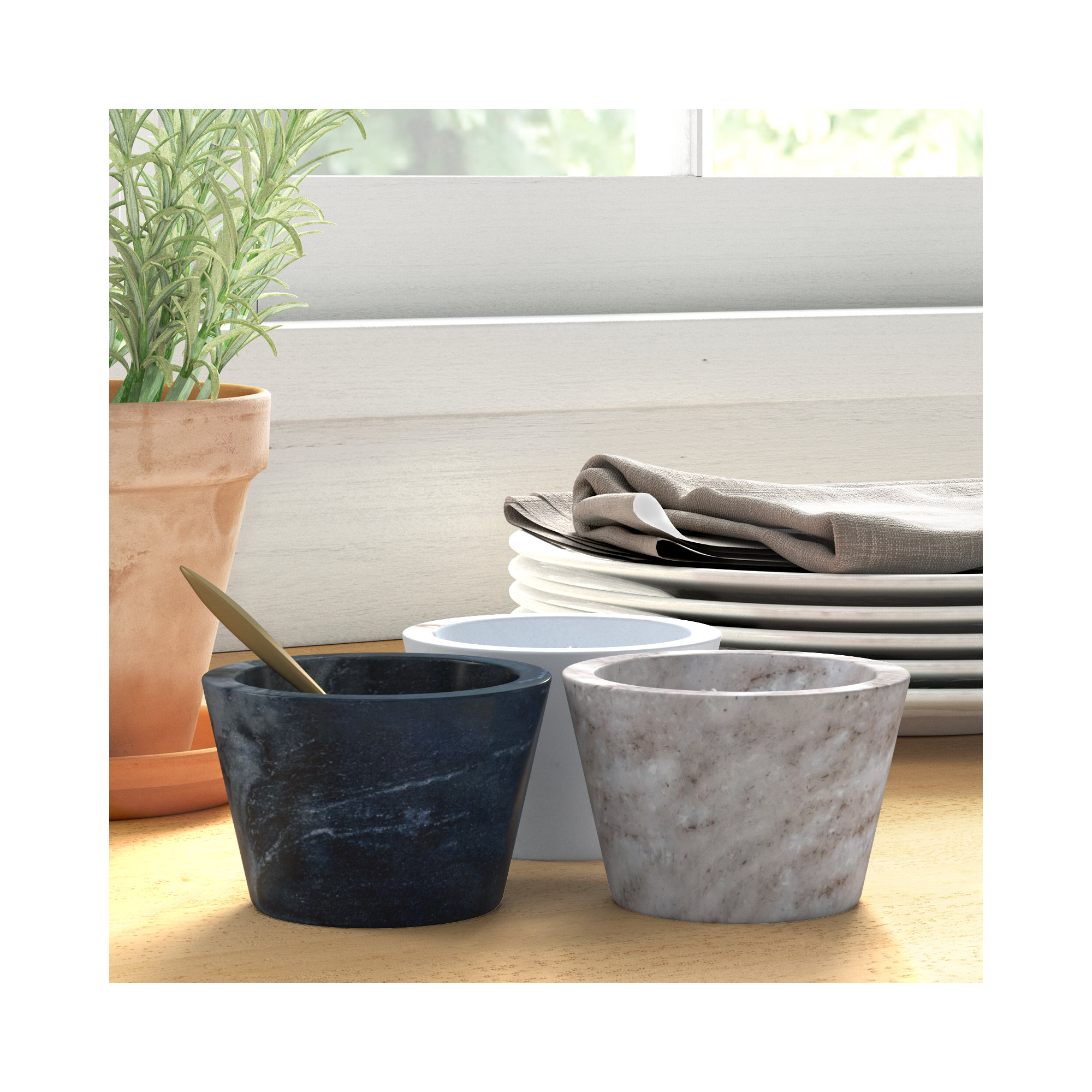 Mavis Marble Salt Cellar Set