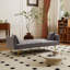 Canapé-lit moderne convertible pliable de 72 pouces de style rétro américain capitonné, fabriqué en velours gris, convenant aux petits salons, chambres et bureaux. Couleur grise