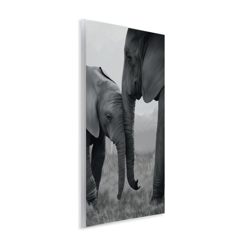 Mère et bébé éléphant, art mural, par Renel Peters, H 15 po x l 10 po