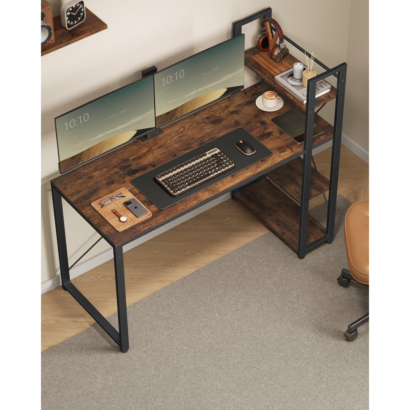 Ainis Metal Base Computer Desk, Rustic Brown