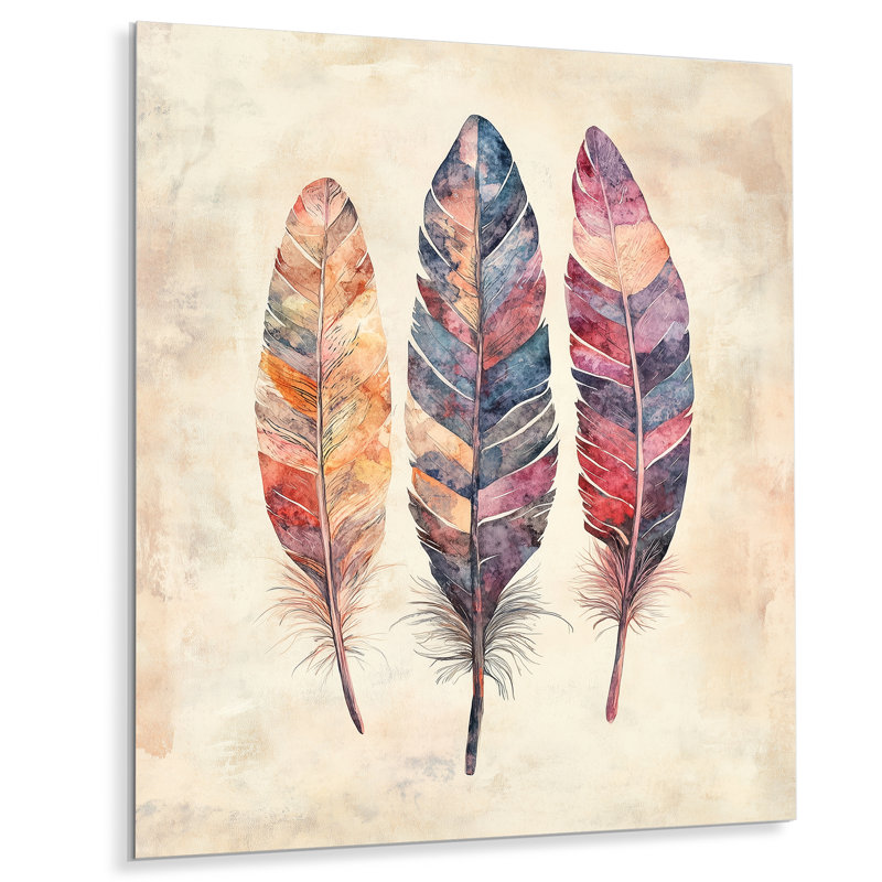Plumes Free Spirit - décoration murale plume bohème, impression bohémienne en métal, L 30 po x H 40 po