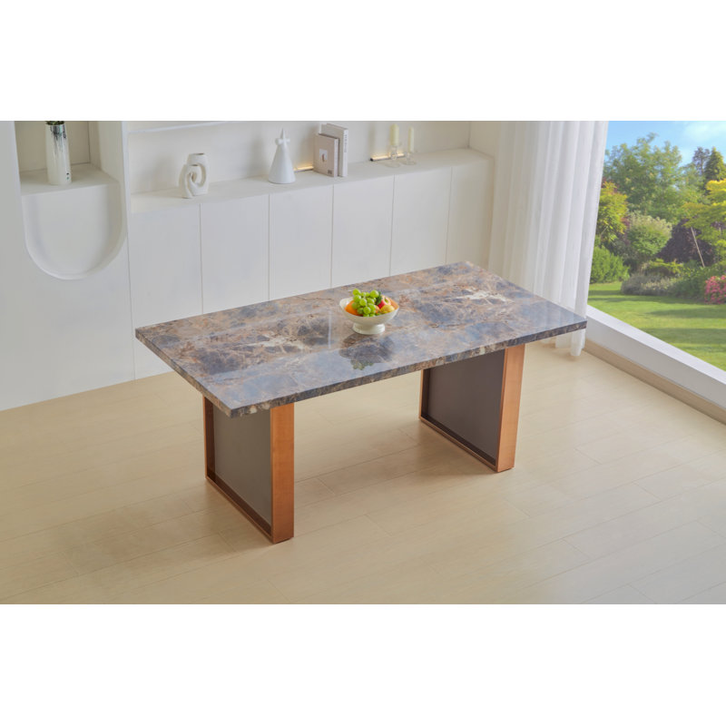 Table de salle à manger en MDF pour 6 ou 8 personnes Iniyan, Gris