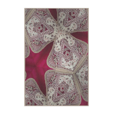 Tapis rouge/brun tissé à la machine