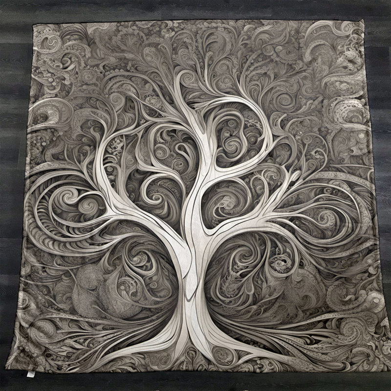 Jeté Richart, L 51 po x L 60 po, Floral / abstrait, Brun/brun clair