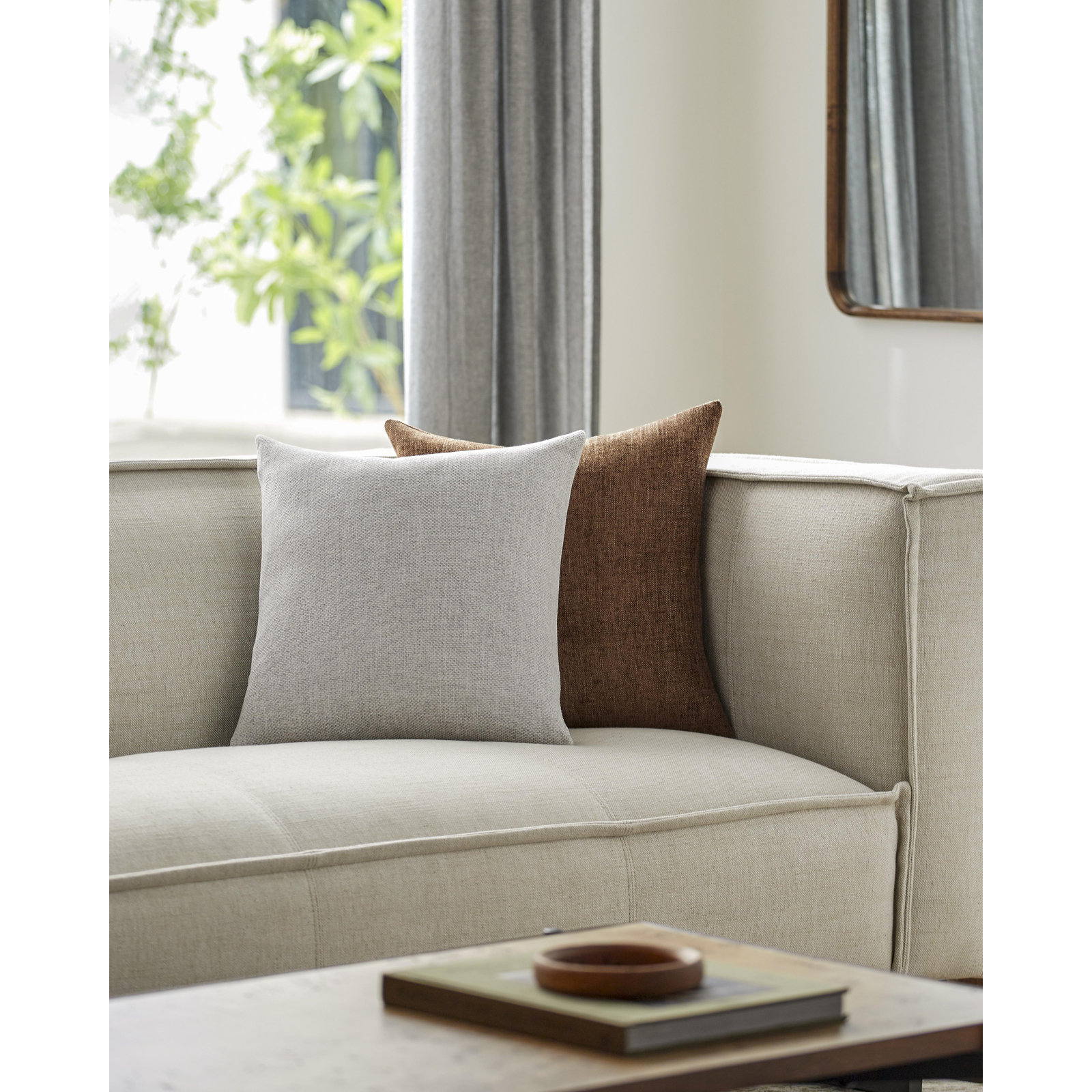 Kamaili Pillow Cover, 22"H x 22"W, Pillow Cover Only - No Insert, Cream