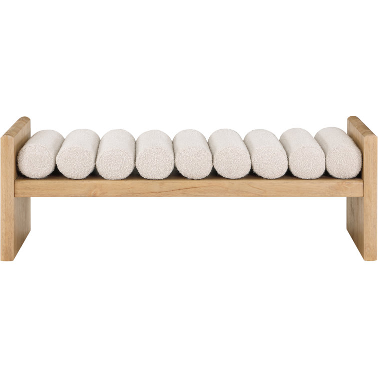 Boucle Fabric Wood Bench