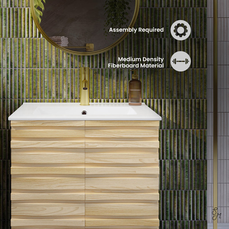 Cascade 24" Bathroom Vanity in Natural Oak, Natural Oak