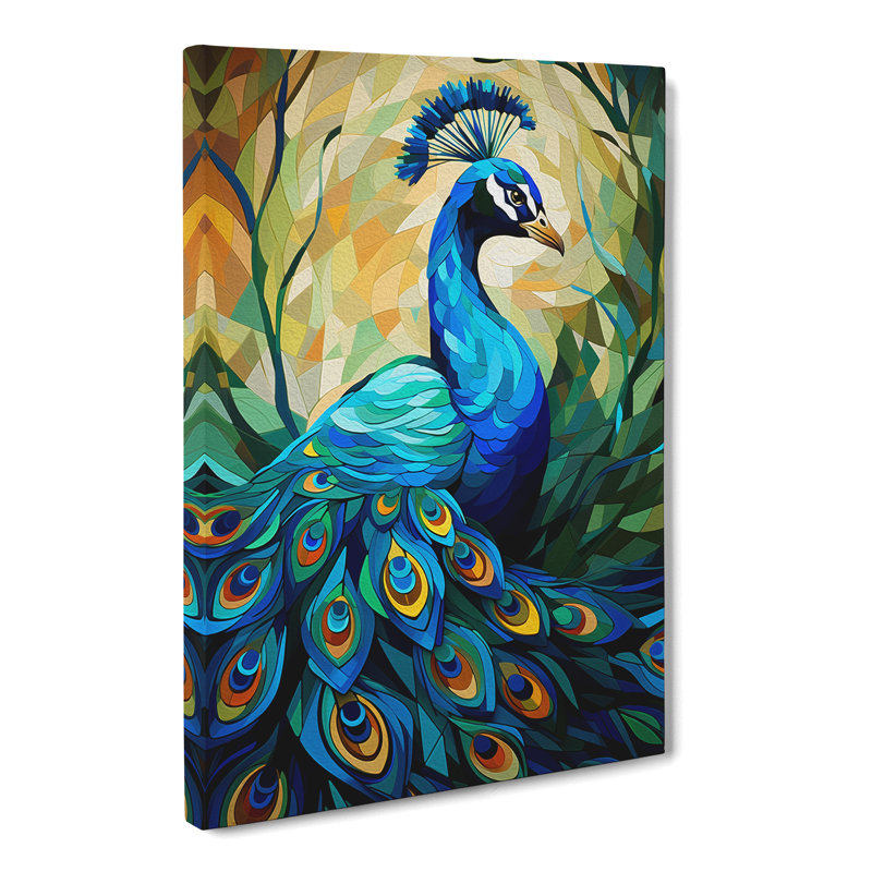 Peacock Cubism No.2 - Wrapped Canvas, 76cm H x 50cm W x 3cm D