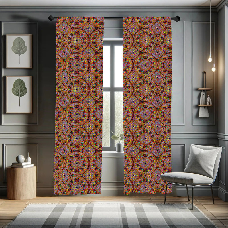Geometric Semi-Sheer Rod Pocket Curtain Panels, 28" W x 95" L