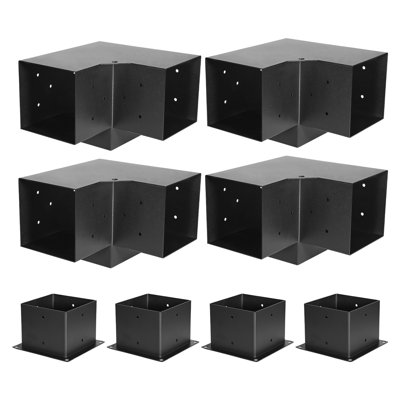 Pergola Bracket Kit, 6x6 Inch (Inner Size 5.5x5.5), 3-Way Heavy Duty Corner Bracket Woodworks DIY Post Base Kit, Easy Installation Wooden Beams for Gazebos, Patio Pergolas, Log Cabin