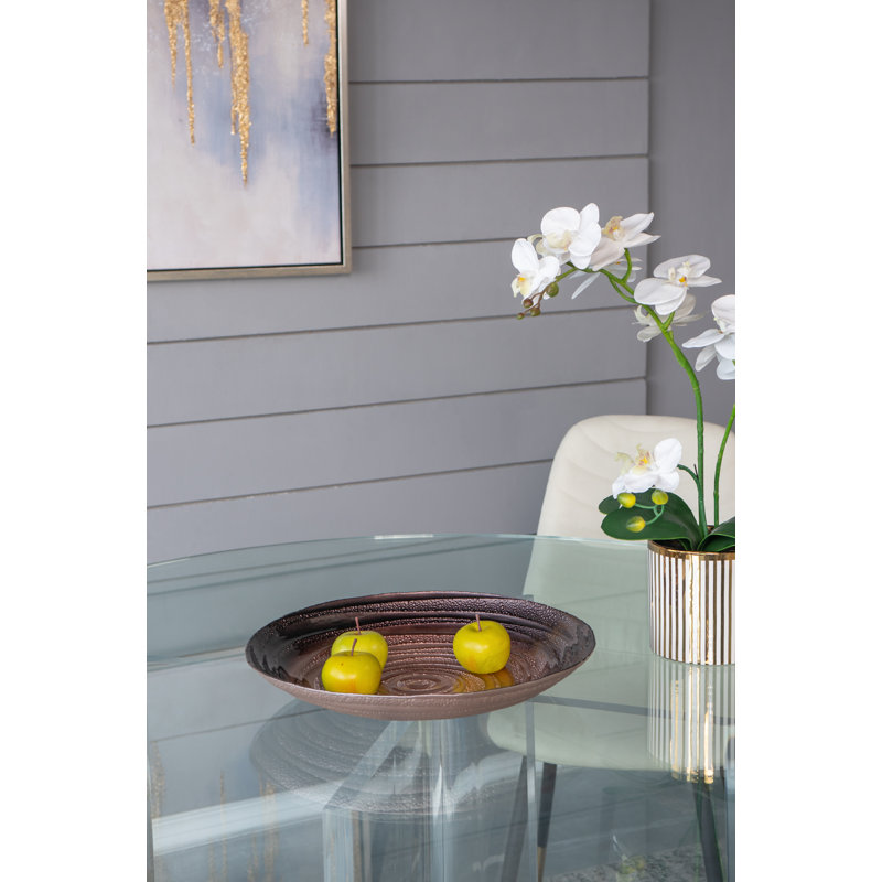 Assiette décorative Ashkon en verre doré / mauve