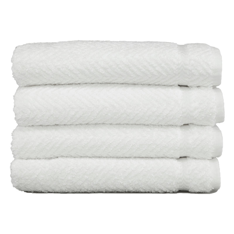 Essuie-mains à chevrons en coton turc, Blanc