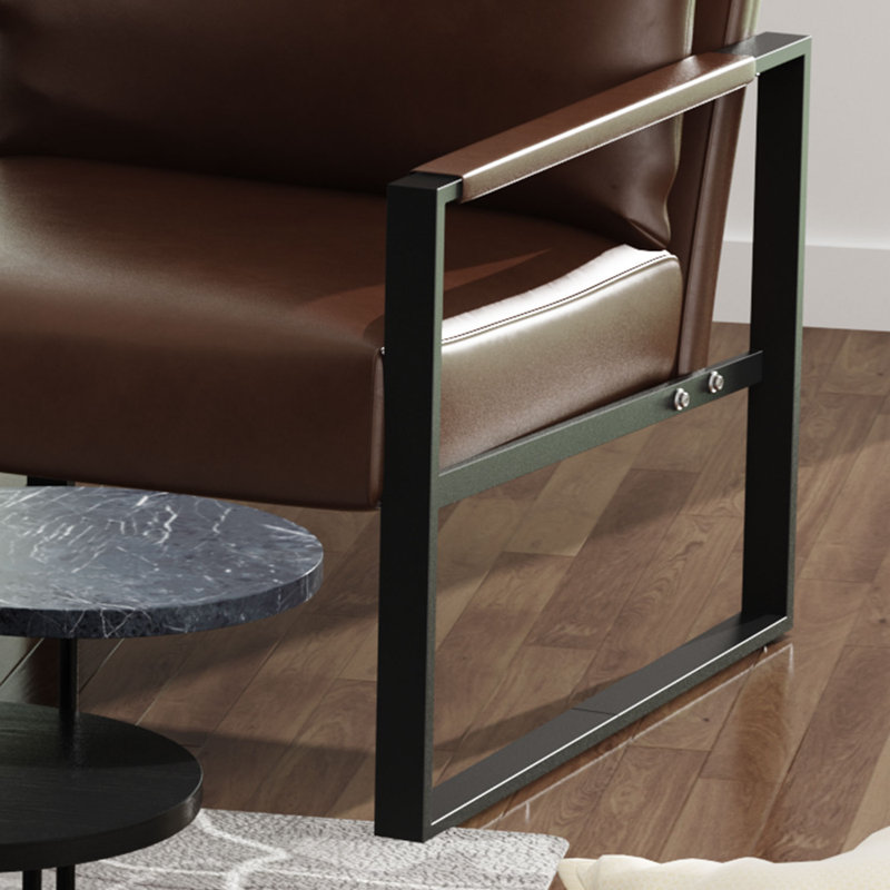 Angellina Faux Leather Armchair, Brown Faux Leather